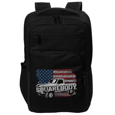 Vintage American Flag Squarebody Square Body Truck Lover Impact Tech Backpack