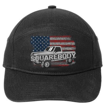 Vintage American Flag Squarebody Square Body Truck Lover 7-Panel Snapback Hat