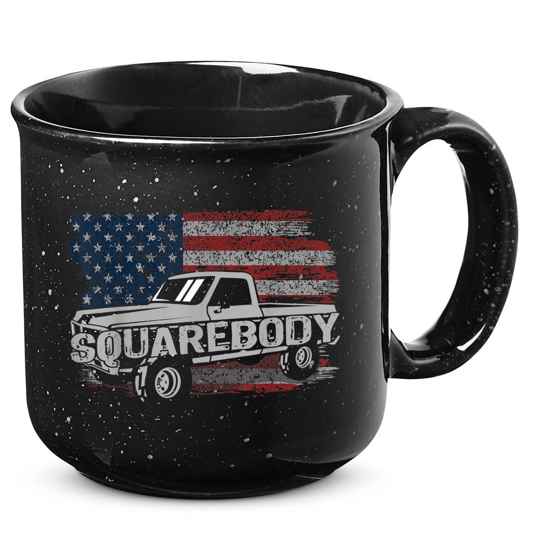 Vintage American Flag Squarebody Square Body Truck Lover 15oz Campfire Ceramic Mug
