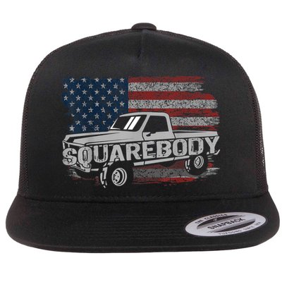 Vintage American Flag Squarebody Square Body Truck Lover Flatbill Hat