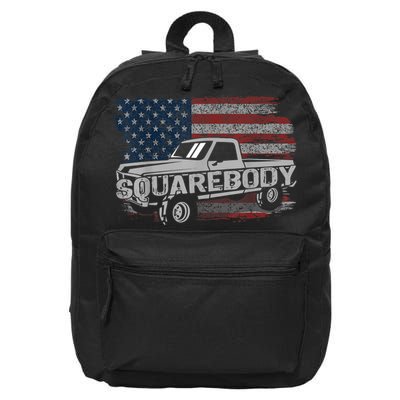 Vintage American Flag Squarebody Square Body Truck Lover 16 in Basic Backpack