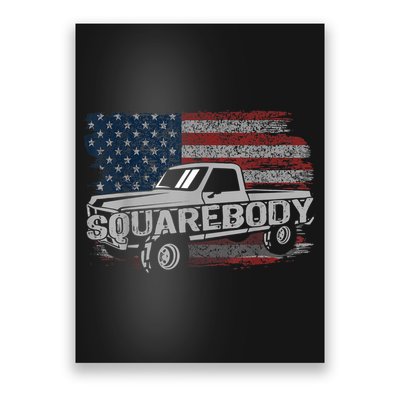Vintage American Flag Squarebody Square Body Truck Lover Poster