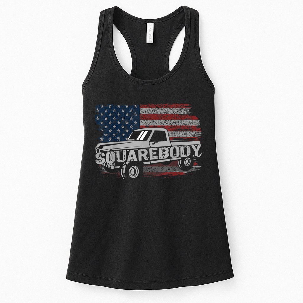 Vintage American Flag Squarebody Square Body Truck Lover Womens Tank Top