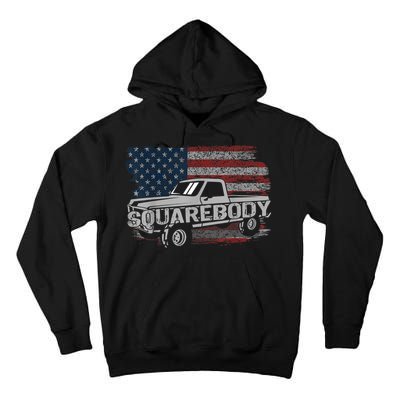 Vintage American Flag Squarebody Square Body Truck Lover Tall Hoodie