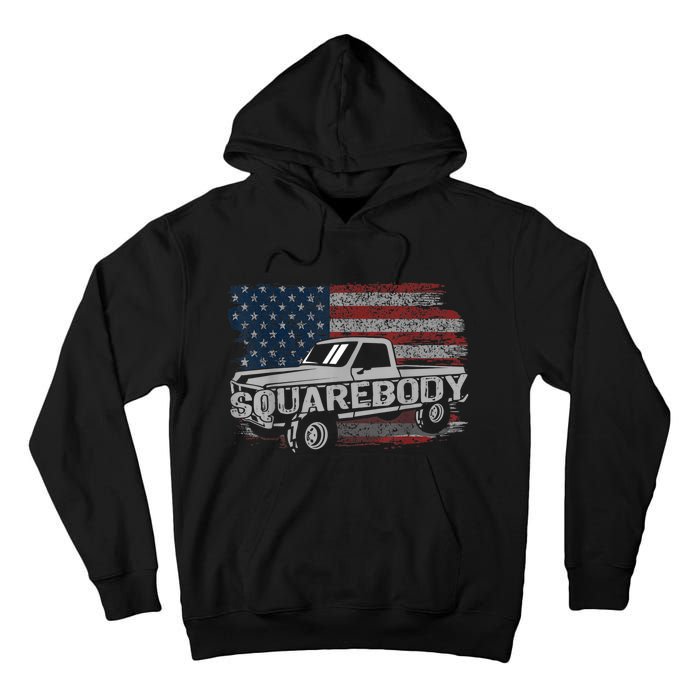 Vintage American Flag Squarebody Square Body Truck Lover Tall Hoodie