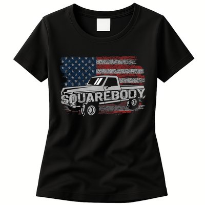 Vintage American Flag Squarebody Square Body Truck Lover Womens T-Shirt