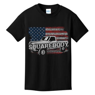 Vintage American Flag Squarebody Square Body Truck Lover Kids T-Shirt