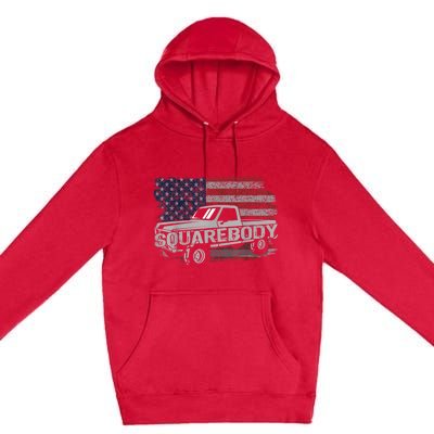 Vintage American Flag Squarebody Square Body Truck Lover Premium Pullover Hoodie