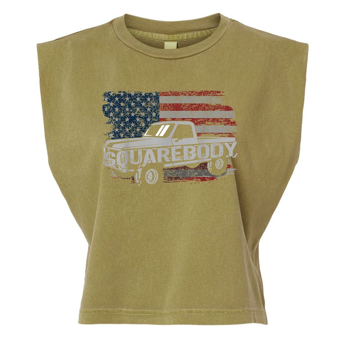 Vintage American Flag Squarebody Square Body Truck Lover Garment-Dyed Women's Muscle Tee