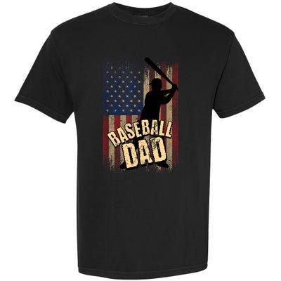 Vintage American Flag Baseball Dad Fathers Day Garment-Dyed Heavyweight T-Shirt