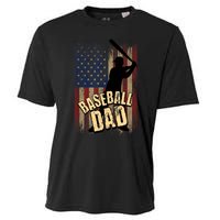 Vintage American Flag Baseball Dad Fathers Day Cooling Performance Crew T-Shirt