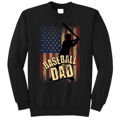 Vintage American Flag Baseball Dad Fathers Day Sweatshirt