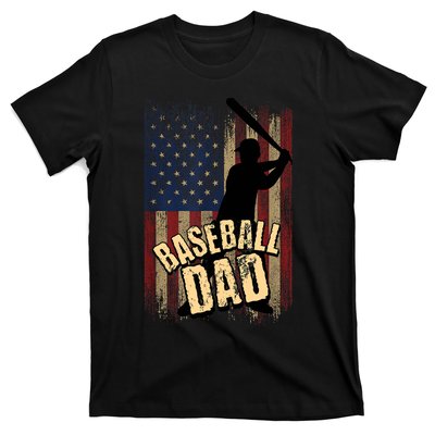 Vintage American Flag Baseball Dad Fathers Day T-Shirt