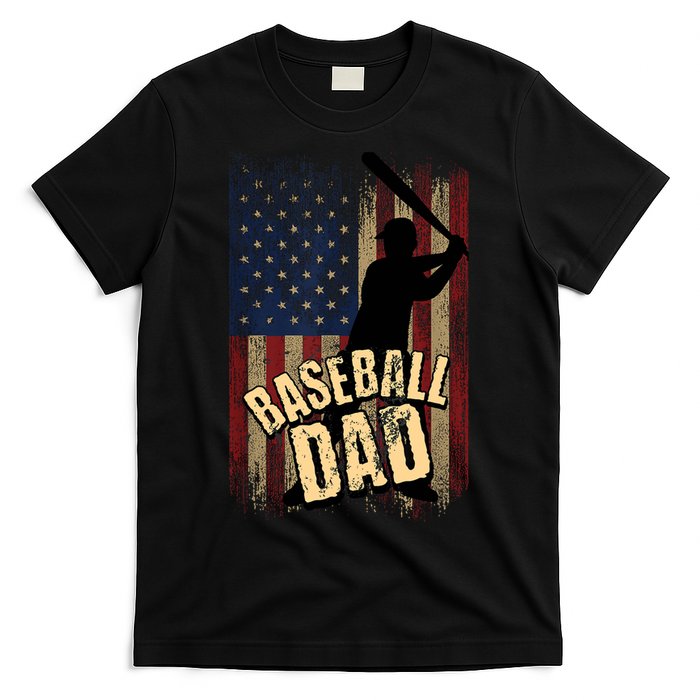 Vintage American Flag Baseball Dad Fathers Day T-Shirt