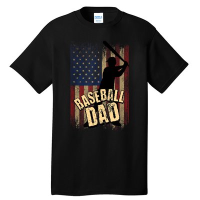 Vintage American Flag Baseball Dad Fathers Day Tall T-Shirt