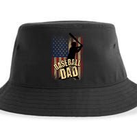 Vintage American Flag Baseball Dad Fathers Day Sustainable Bucket Hat