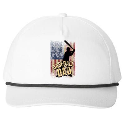 Vintage American Flag Baseball Dad Fathers Day Snapback Five-Panel Rope Hat