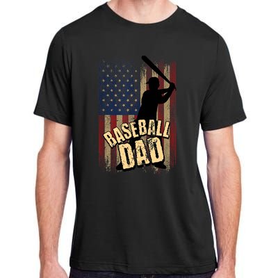 Vintage American Flag Baseball Dad Fathers Day Adult ChromaSoft Performance T-Shirt