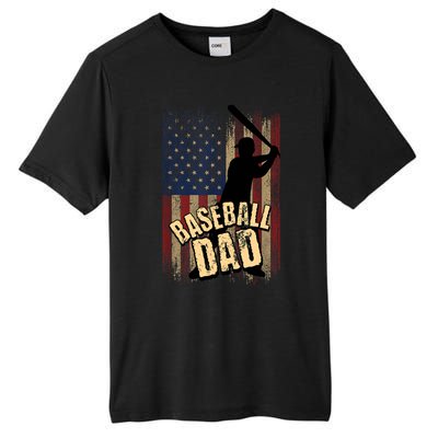 Vintage American Flag Baseball Dad Fathers Day Tall Fusion ChromaSoft Performance T-Shirt