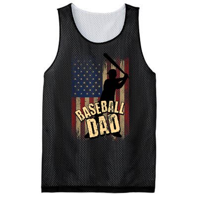 Vintage American Flag Baseball Dad Fathers Day Mesh Reversible Basketball Jersey Tank