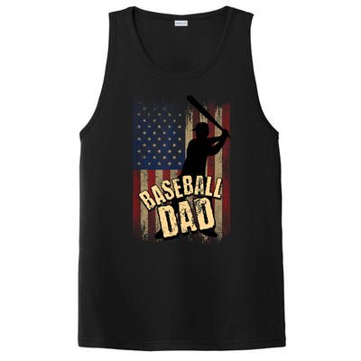 Vintage American Flag Baseball Dad Fathers Day PosiCharge Competitor Tank