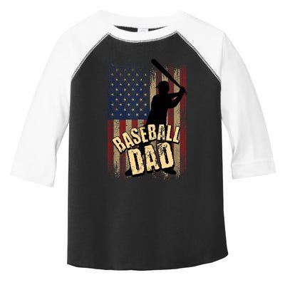 Vintage American Flag Baseball Dad Fathers Day Toddler Fine Jersey T-Shirt