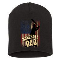 Vintage American Flag Baseball Dad Fathers Day Short Acrylic Beanie