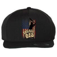 Vintage American Flag Baseball Dad Fathers Day Wool Snapback Cap