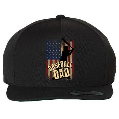 Vintage American Flag Baseball Dad Fathers Day Wool Snapback Cap