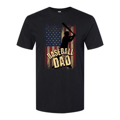 Vintage American Flag Baseball Dad Fathers Day Softstyle CVC T-Shirt