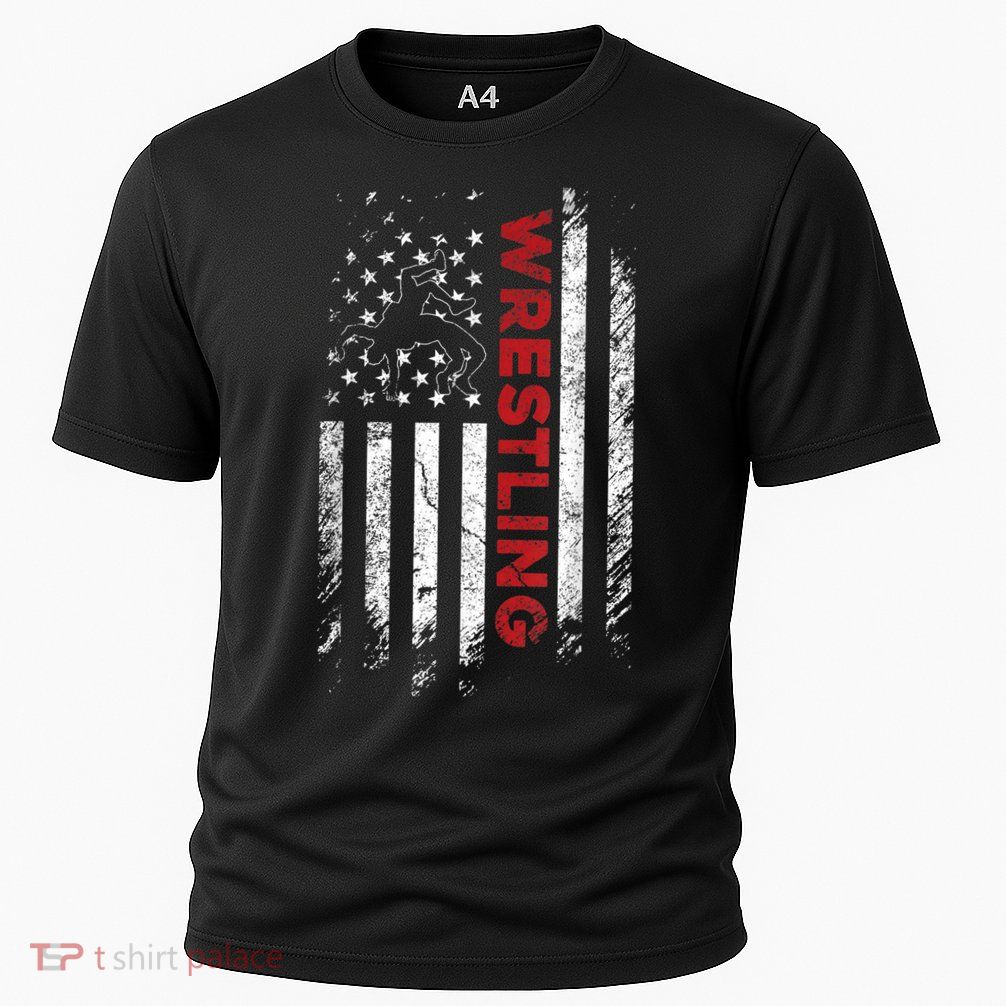 Vintage American Flag Wrestling Patriotic Wrestler Performance Shirt