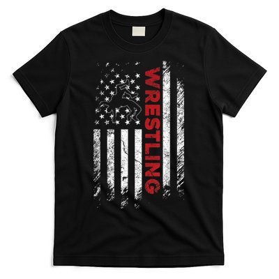 Vintage American Flag Wrestling Patriotic Wrestler T-Shirt
