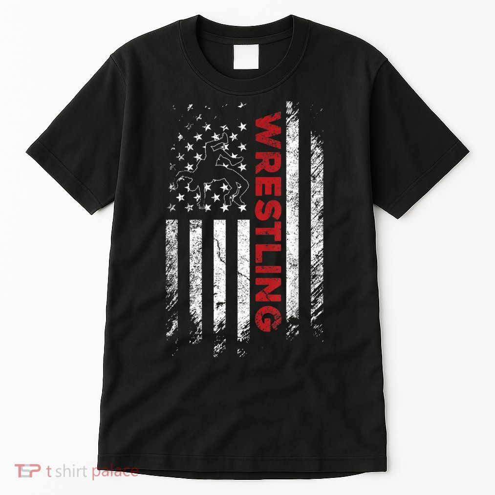 Vintage American Flag Wrestling Patriotic Wrestler Tall T-Shirt