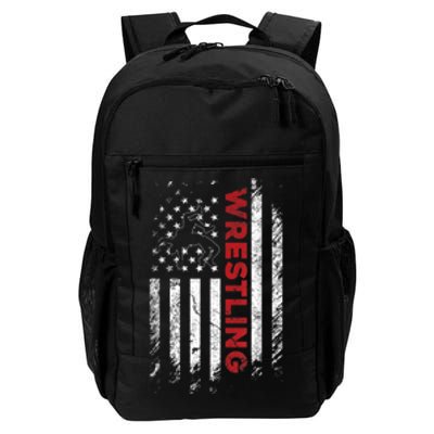 Vintage American Flag Wrestling Patriotic Wrestler Daily Commute Backpack