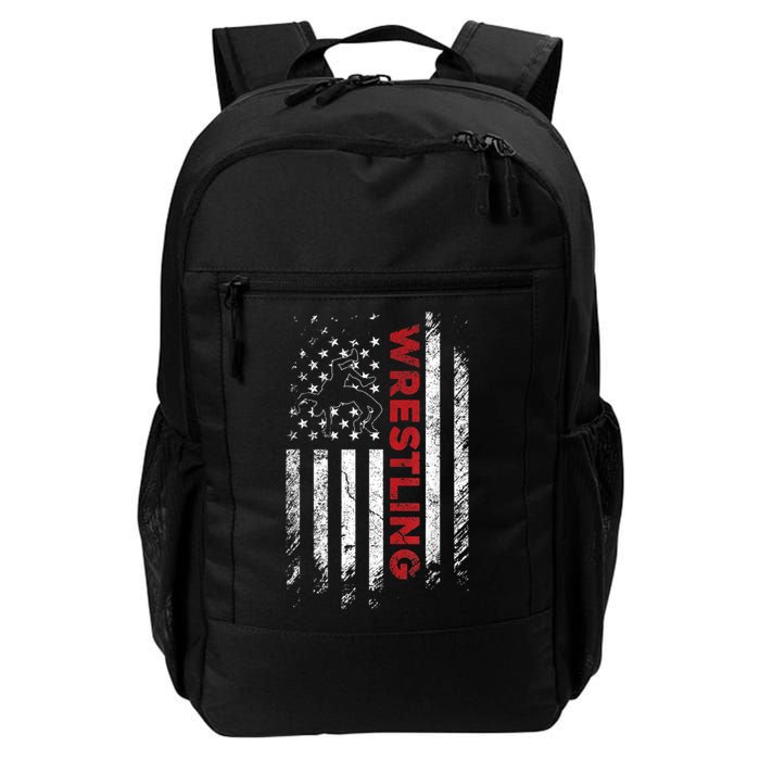 Vintage American Flag Wrestling Patriotic Wrestler Daily Commute Backpack