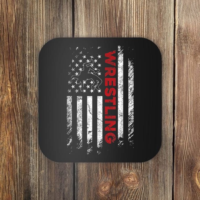 Vintage American Flag Wrestling Patriotic Wrestler Coaster