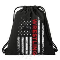 Vintage American Flag Wrestling Patriotic Wrestler Drawstring Bag