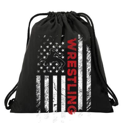 Vintage American Flag Wrestling Patriotic Wrestler Drawstring Bag