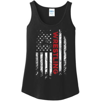 Vintage American Flag Wrestling Patriotic Wrestler Ladies Essential Tank