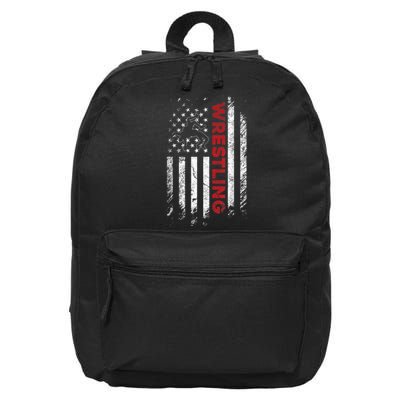 Vintage American Flag Wrestling Patriotic Wrestler 16 in Basic Backpack