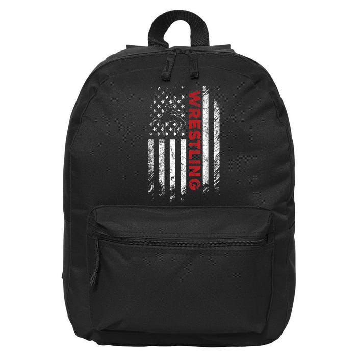 Vintage American Flag Wrestling Patriotic Wrestler 16 in Basic Backpack