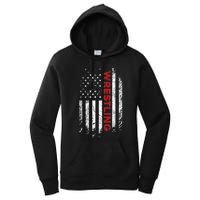 Vintage American Flag Wrestling Patriotic Wrestler Women's Pullover Hoodie