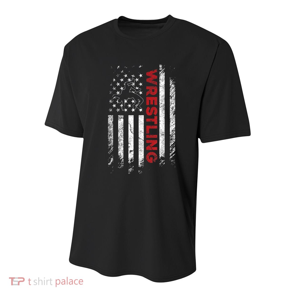 Vintage American Flag Wrestling Patriotic Wrestler Youth Performance Sprint T-Shirt