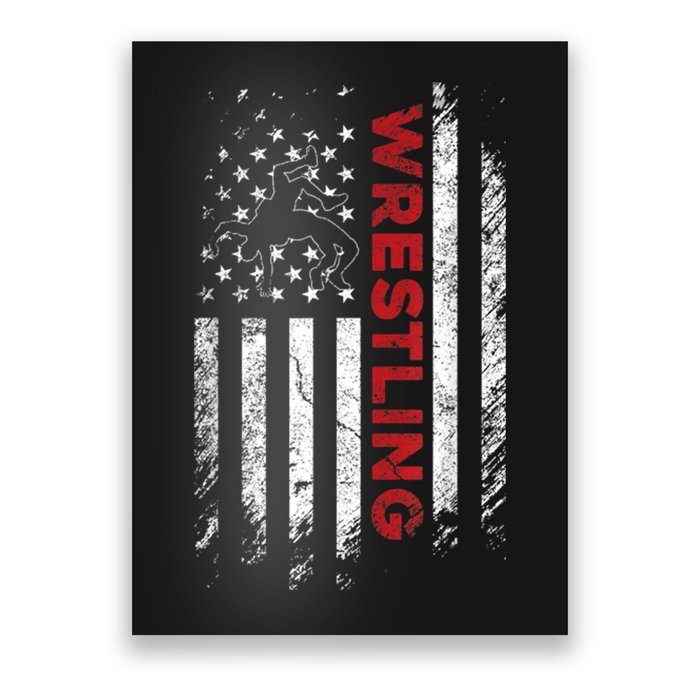 Vintage American Flag Wrestling Patriotic Wrestler Poster