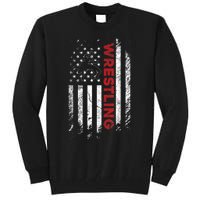 Vintage American Flag Wrestling Patriotic Wrestler Tall Sweatshirt