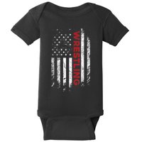 Vintage American Flag Wrestling Patriotic Wrestler Baby Bodysuit