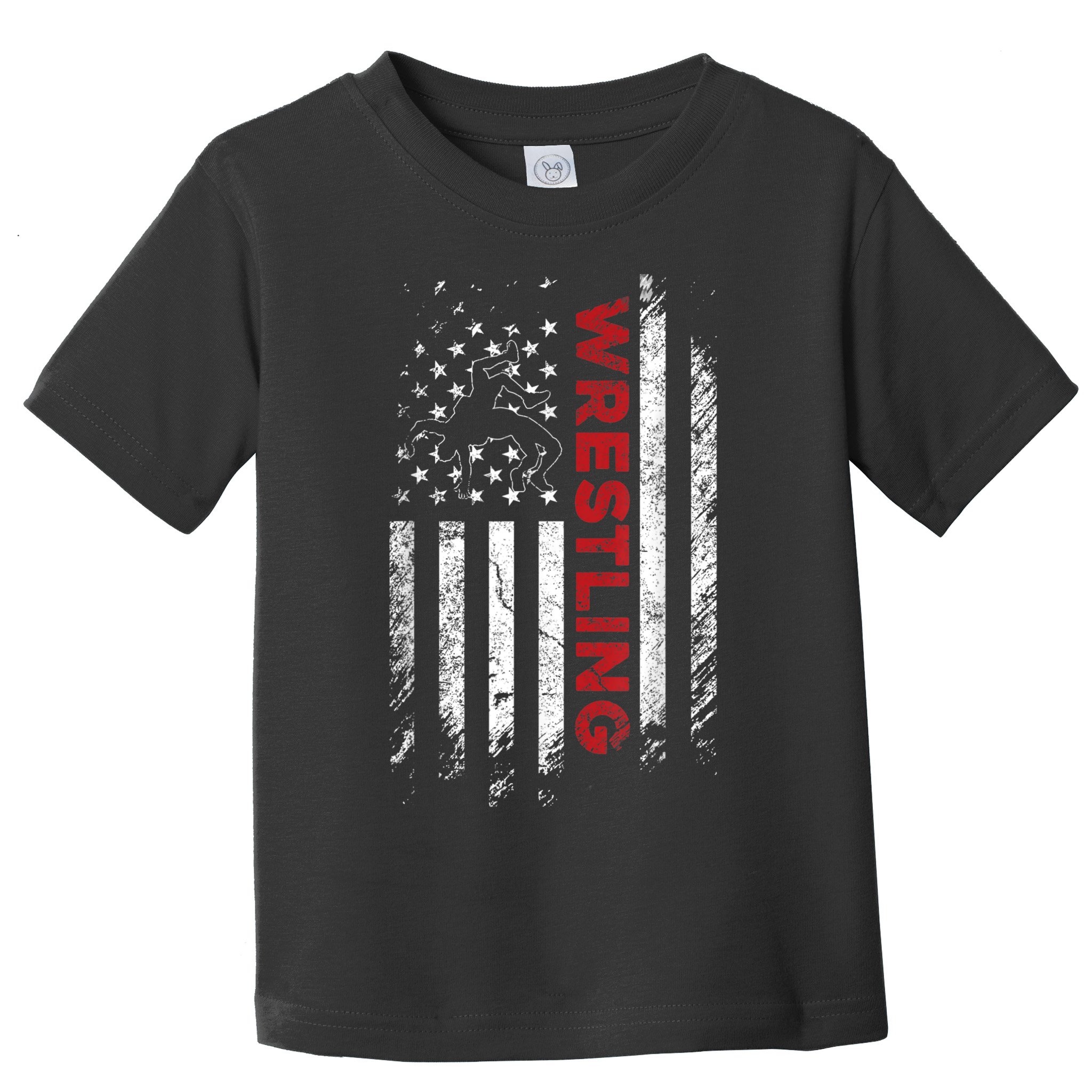 Vintage American Flag Wrestling Patriotic Wrestler Toddler T-Shirt