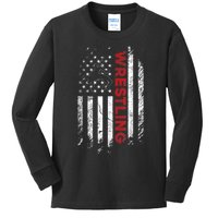 Vintage American Flag Wrestling Patriotic Wrestler Kids Long Sleeve Shirt