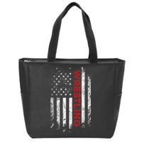 Vintage American Flag Wrestling Patriotic Wrestler Zip Tote Bag