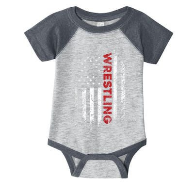 Vintage American Flag Wrestling Patriotic Wrestler Infant Baby Jersey Bodysuit